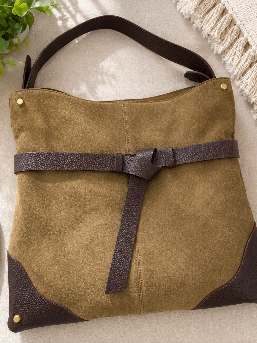 Sundance Brown Suede Leather Crossbody Messenger Bag NWOT Made in Italy